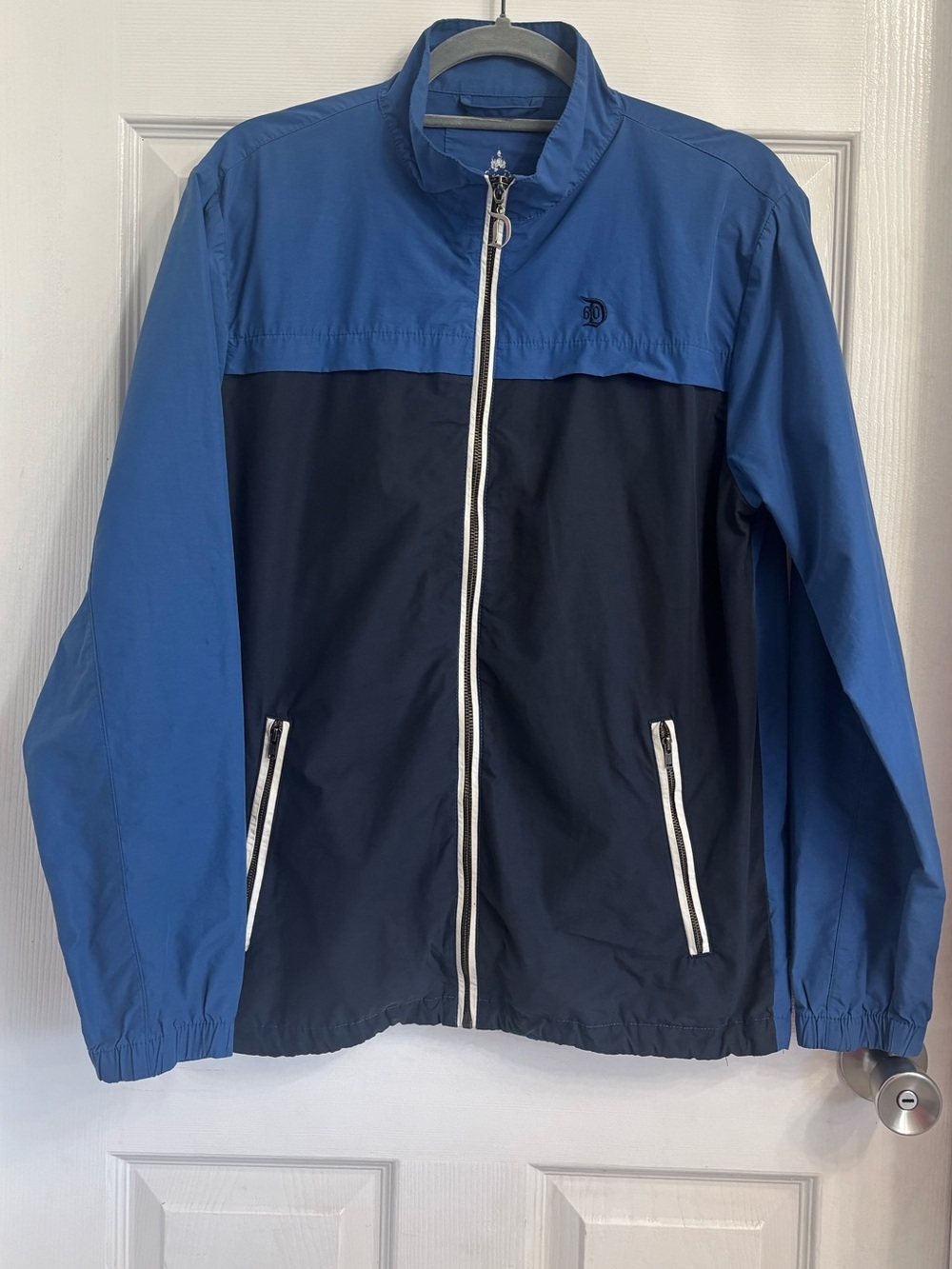 Disneyland 60th Anniversary Windbreaker Jacket Men's Small Navy Blue Parks